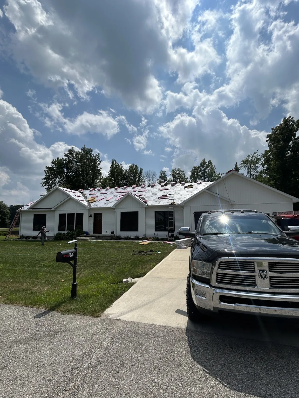 Residential home after roofing work